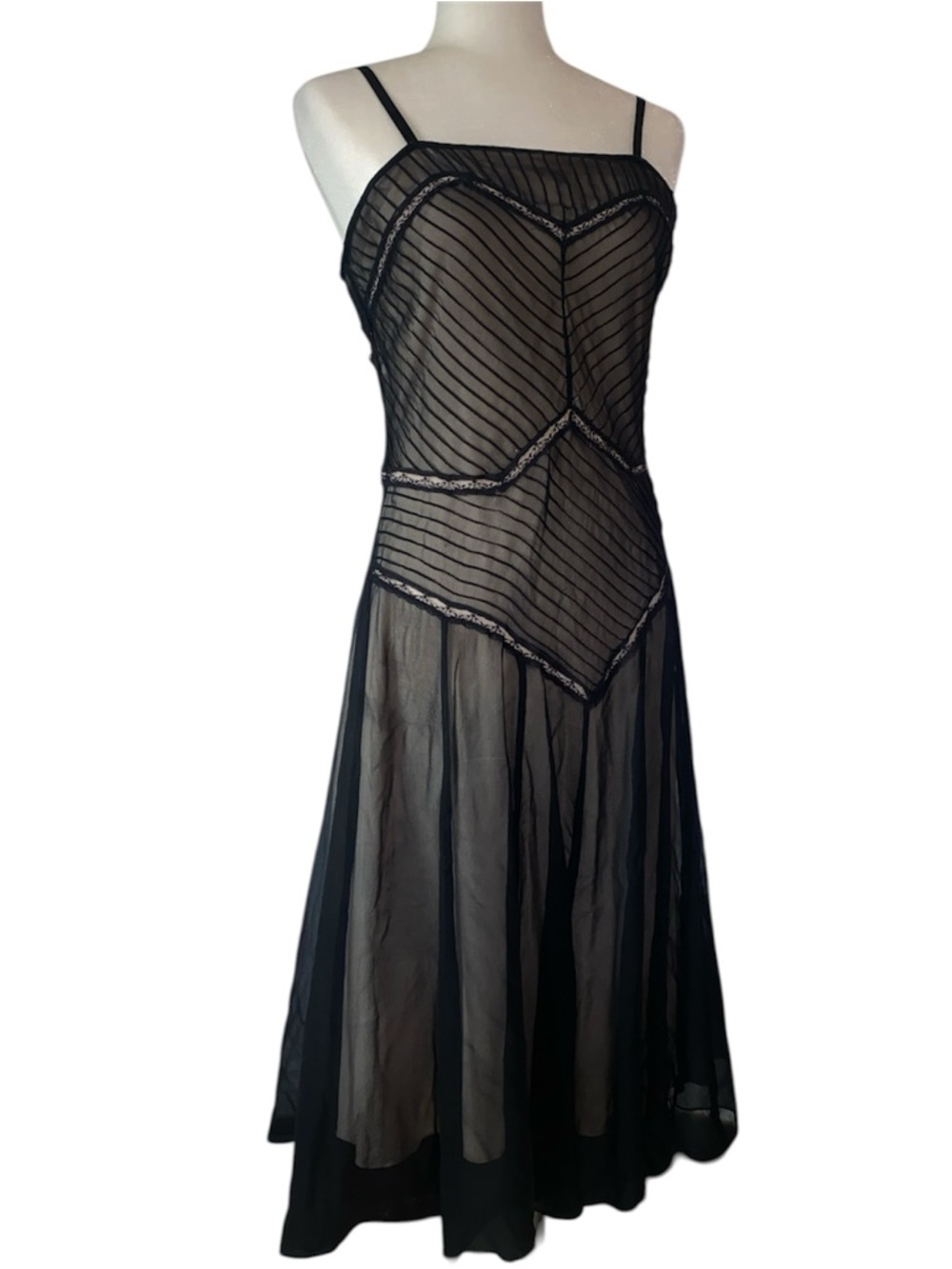 Jonathan Martin Black Sheer Strappy Midi Dress